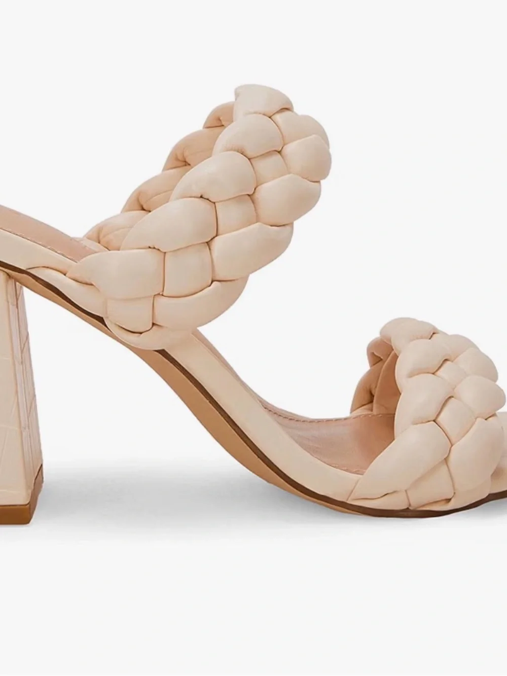 Braided Strap Block Heel Sandal - Peachy Beige Size 7